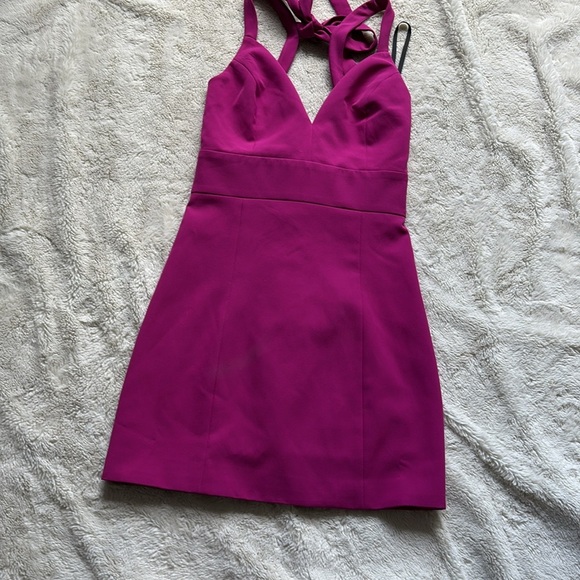 Bebe Magenta Mini Dress with Rhinestone Belt | Size 2 | Statement Party Look - Picture 2 of 8